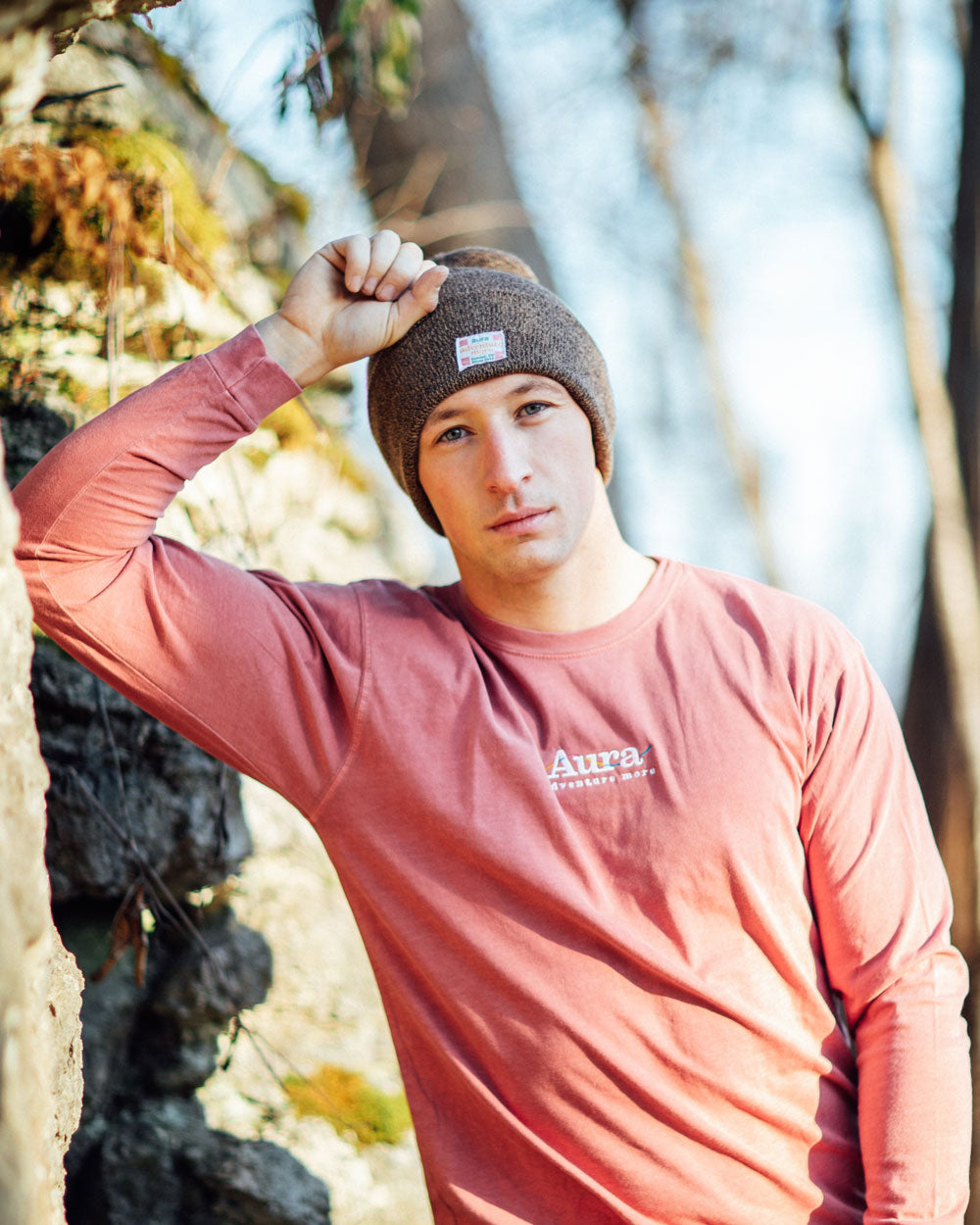 Vote for Adventure Embroidered Long Sleeve Tee - Salmon